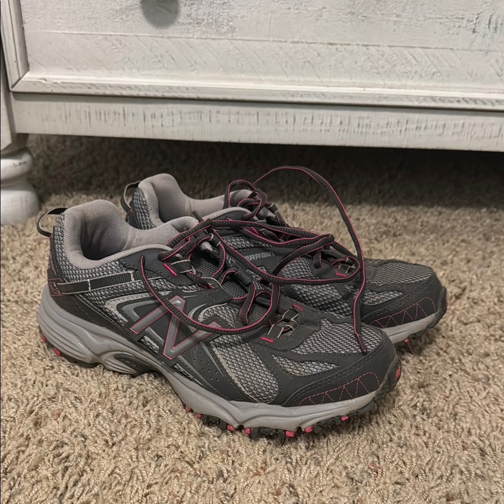 New Balance Gray and Pink Trail Running Shoes